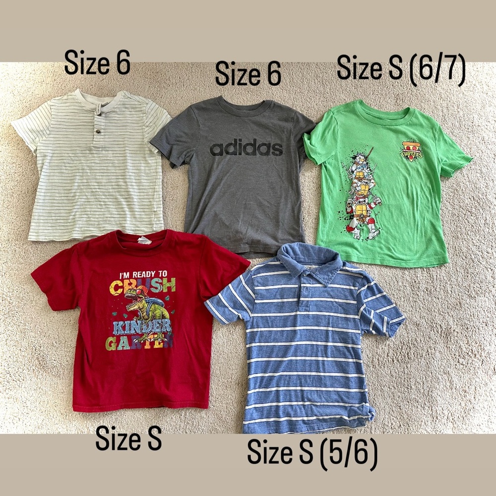 (5) Boys Size Small/6 Short Sleeve T Shirts